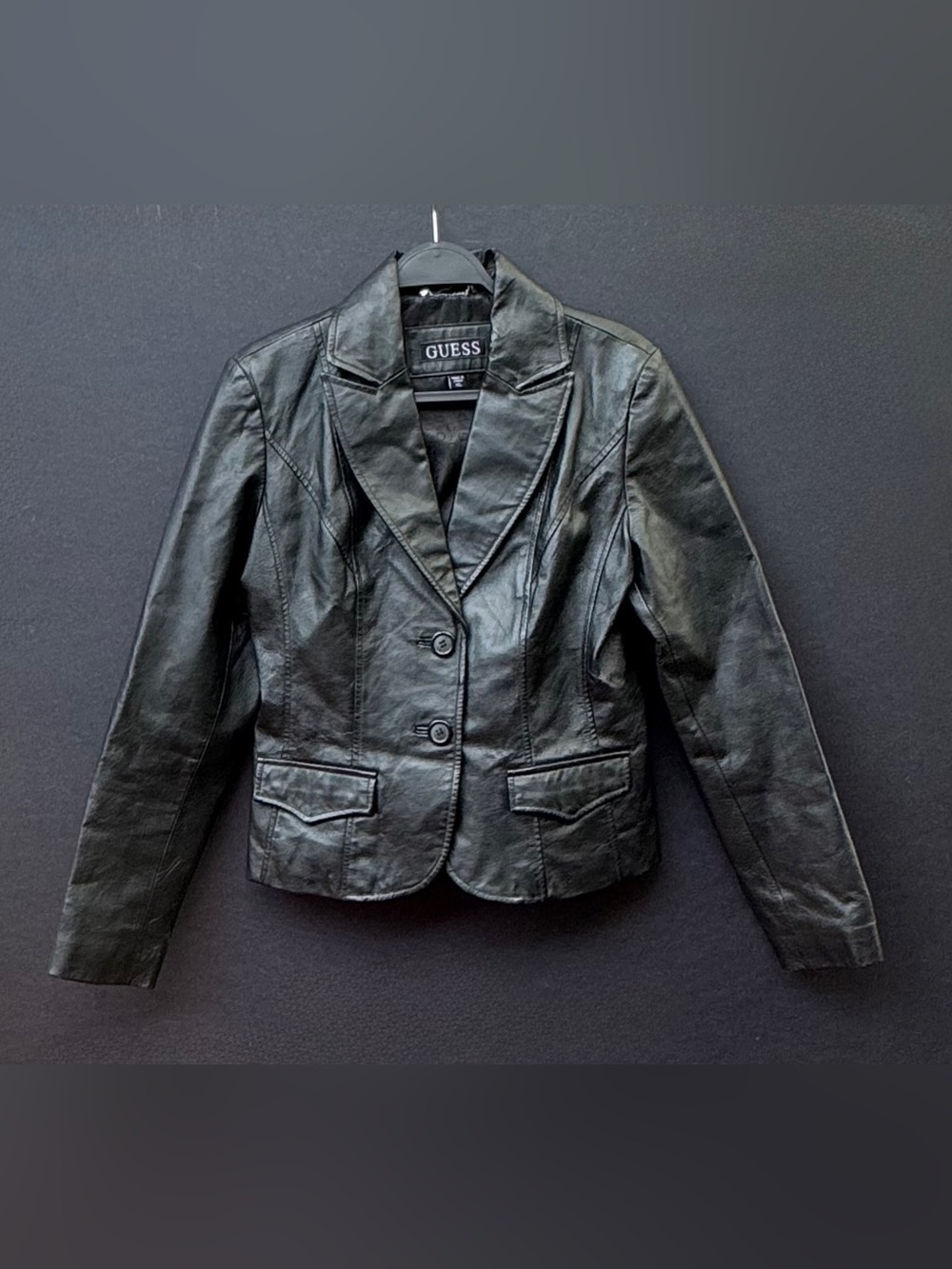 GUESS Women's Black Leather Blazer Jacket
